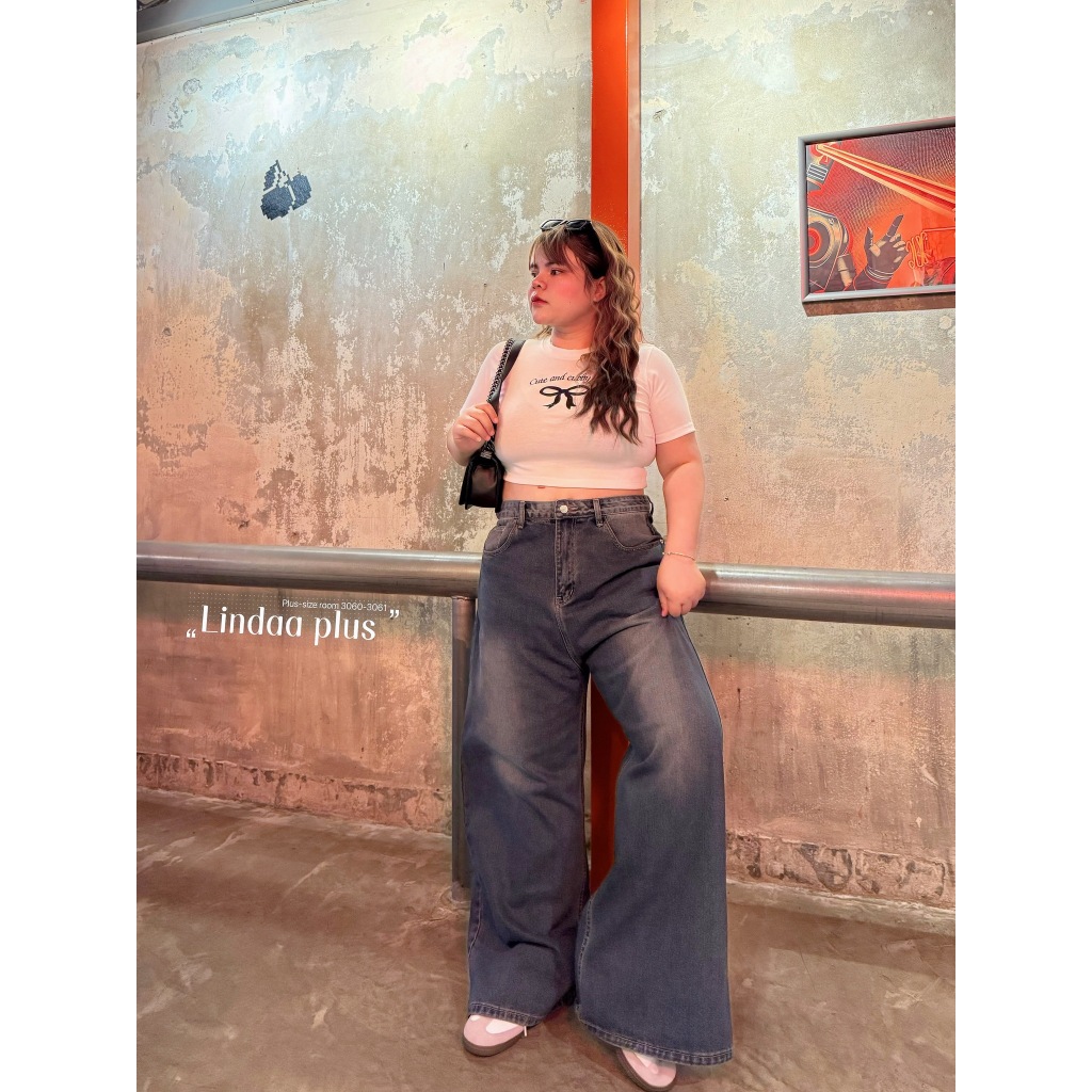Buggy Jeans ขากระบอกใหญ่พิเศษ งานป้าย Lindaa Plus+