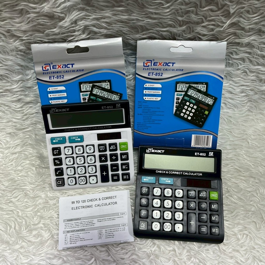 เครื่องคิดเลขอิเล็กทรอนิกส์ ET-852 การคำนวนที่แม่นยำ หน้าจอใหญ่ ตัวเลขชัดเจน เเสดงผล 12 หลัก