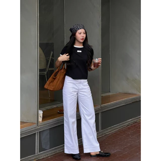 Roomry.n - Stitchy pants กางเกงยีนส์กระบอกใหญา เดินด้าย ทรงกระบอก