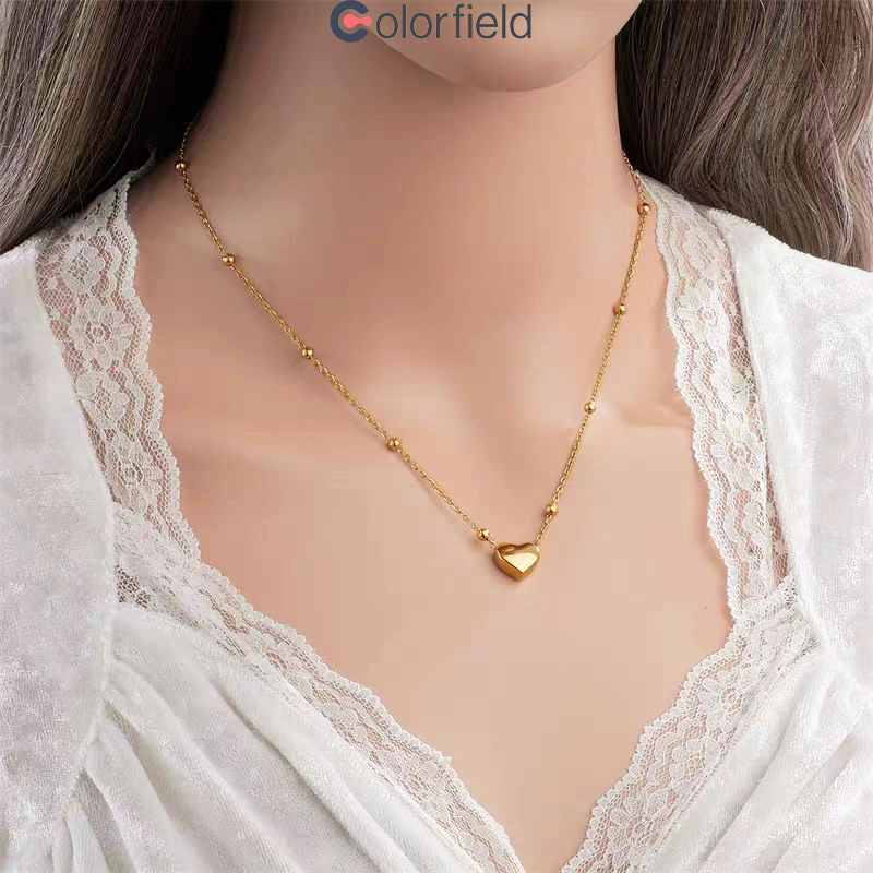 Colorfield สร้อยคอจี้หัวใจ18K เหล็กไทเทเนียม เกาหลี หรูหรา แฟชั่นไม่หมอง ไม่หลุดลอก สำหรับผู้หญิง แฟชั่น เครื่องประดับ