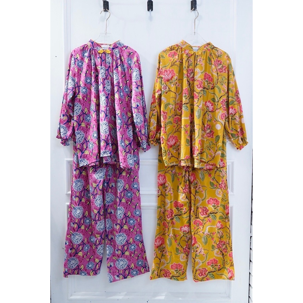 📌ทักก่อนสั่ง📌 6031 ชุดเซท เสื้อคอจีน กระดุมคอ อก50“ +กางเกงเอวสม็อค MTD ผ้าคอตตอนอินเดีย