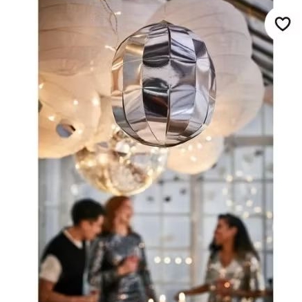 IKEA@FROJDAขนาด30cm.=12"อิเกีย ของแขวนประดับ สีโครเมี่ยม วัสดุเบาเงาวิบวับ มีเชือก ใช้งานได้ทันที เล่นแสงในงานสังสรรค์​