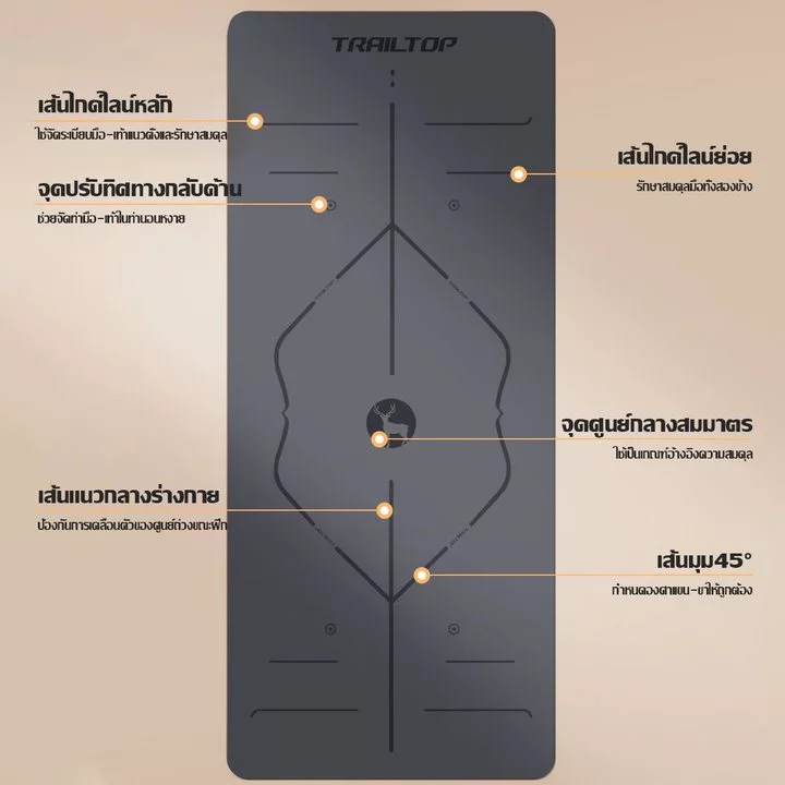 TRAILTOP เสื่อโยคะ Premium TPE 6/8mm ยางธรรมชาติ กันลื่น thumbnail 7