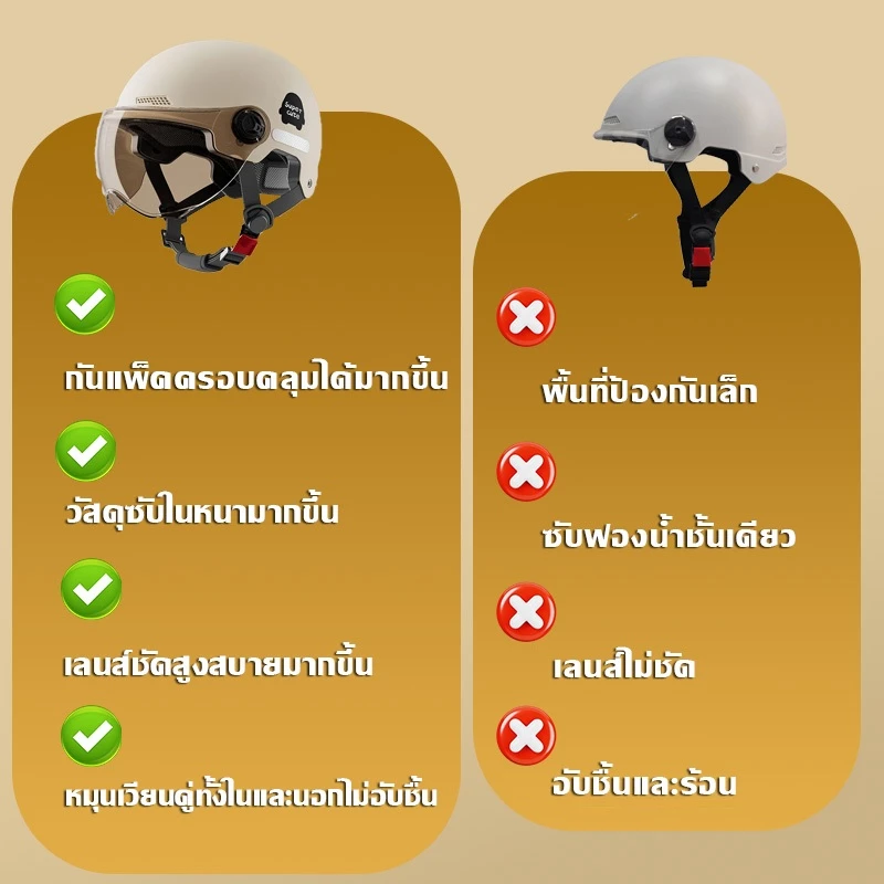 หมวกกันน็อค BIBU ครึ่งใบ มีเลนส์กันฝ้าและแถบสะท้อนแสง thumbnail 4