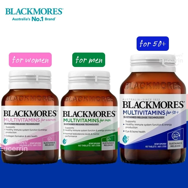 Blackmores Multivitamin For Men, For Women, For 50+ Sustained Release 60 Tablets วิตามินรวม