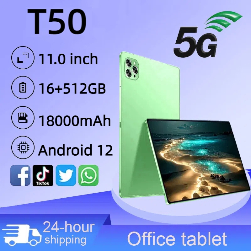 Tablet T50 แท็บเล็ต Android 16+512GB หน่วยความจำขนาดใหญ่ 18000mAh แท็บเล็ต 5G แท็บเล็ตสำหรับธุรกิจ
