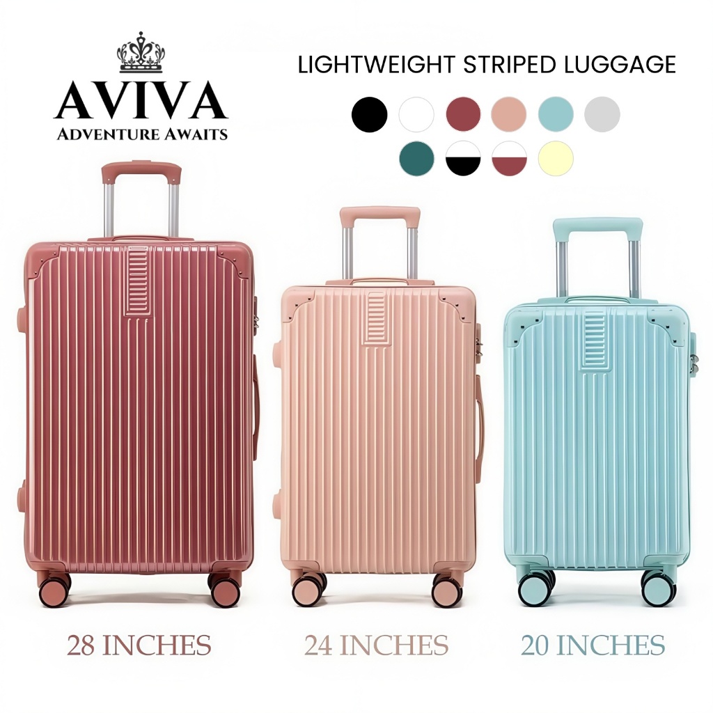 AVIVA กระเป๋าเดินทาง ขนาด 20/24/28 นิ้ว น้ำหนักเบา วัสดุ ABS+PC ความจุขนาดใหญ่ กระเป๋าถือขึ้นเครื่อง