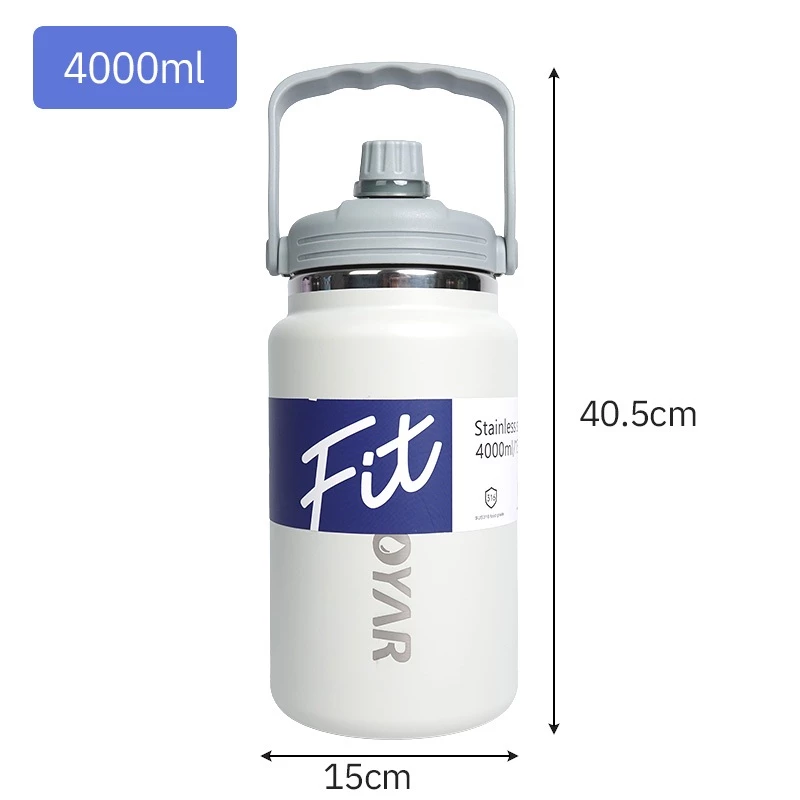 กระติกน้ำ เก็บอุณหภูมิ เก็บความเย็น ขนาด2800/4000ML แก้วอุณหภูมิความร้อน เย็นขนาดใหญ่ สแตนเลส304 พร้อมหูหิ้ว+หลอด ขวดน้ำ thumbnail 10