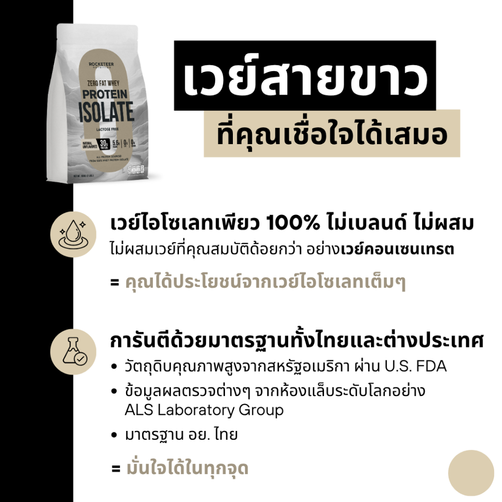 เวย์โปรตีน ไร้ไขมัน ZERO FAT LEAN Whey Protein Isolate 100% - SERIOUS Set - Rocketeer - เวย์โปรตีนไอโซเลท ไร้สารเติมแต่ง รูปที่ 3