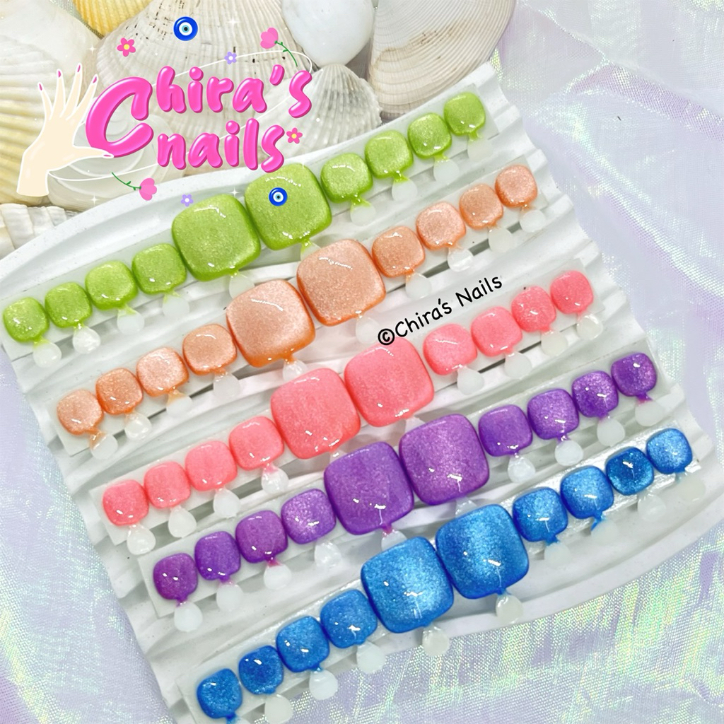 🌈SH206🔥เล็บปลอมเจลสำหรับเท้า สีลูกแก้วนีออนสดใส