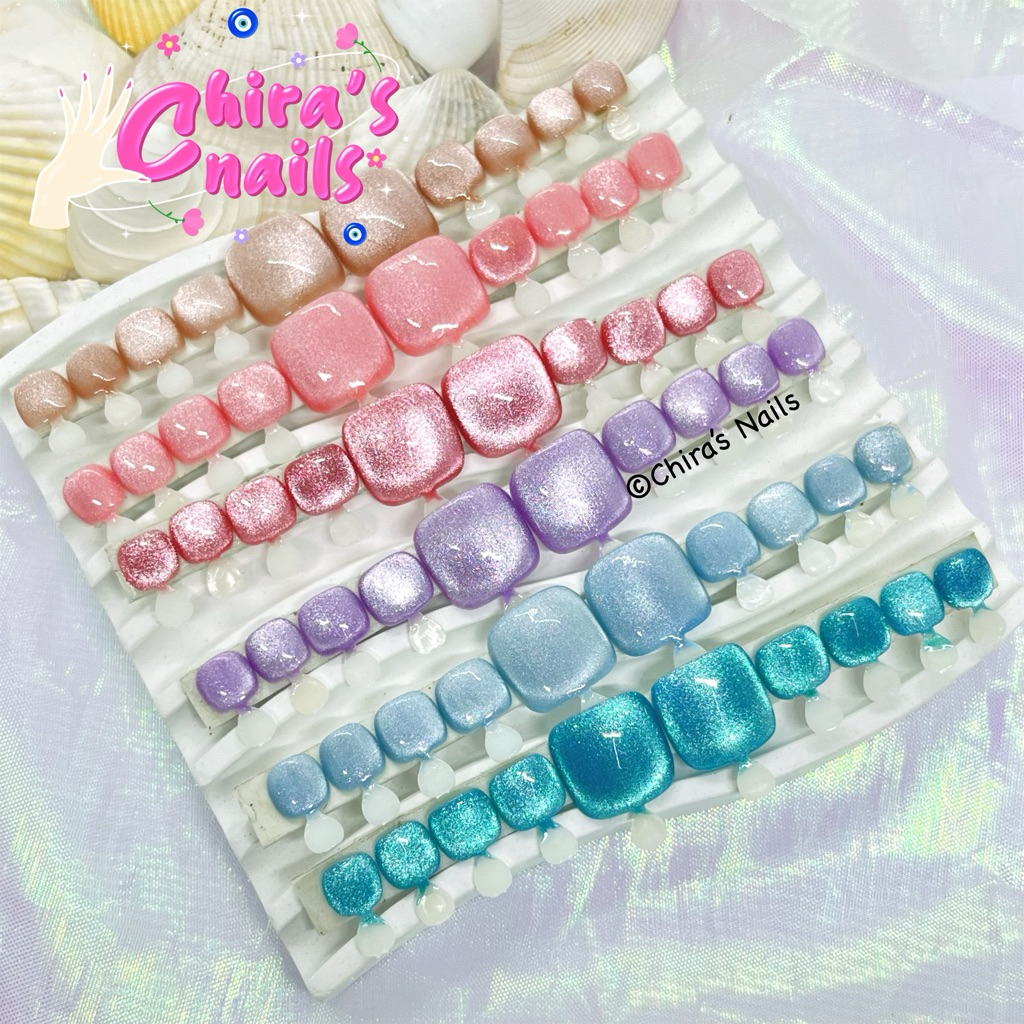 🌈SH207🔥เล็บปลอมเจลสำหรับเท้า สีลูกแก้วหวานละมุน