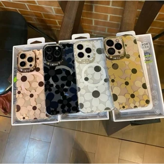 จัดส่งภัยในวัน MOOPHE เคสดอกไม้ เคส แม่เหล็ก ชาร์ได้ สำหรับ iPhone i11 i12 i13 i14 i15 i16 i16e i17 ดอกไม้สีเมทัคลิค