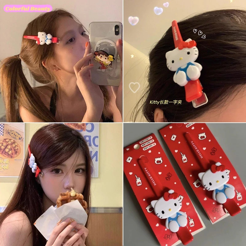 4 ชิ้น Hello Kitty กิ๊บติดผมขนาดใหญ่เครื่องประดับผมการ์ตูนน่ารักสําหรับเด็กผู้หญิง