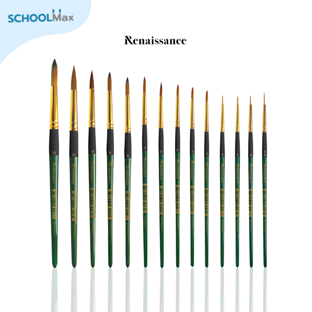 พู่กันเรนาซองซ์ พู่กันสีน้ำ หัวกลม ขนาดเบอร์ 00-12 ครบทุกขนาด Renaissance / ด้าม