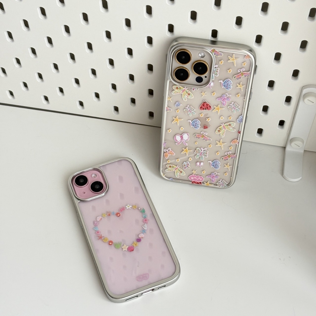 *ไม่ทำเพิ่มแล้ว*อ่านภาพ2ก่อนสั่ง*amuse stuff-case sea heart&butterfly silver trim เคสหลังใสขอบสีเงินสุดน่ารัก ราคา ถูกที่สุด ดีลบีเคเค แกลเลอรีภาพที่ 4