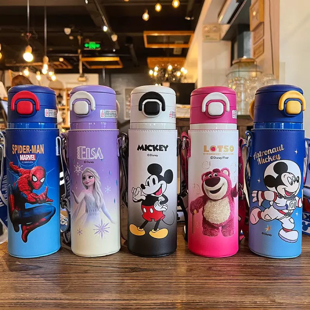 กระติกน้ำเด็กยกดื่ม เก็บความเย็นสแตนเลส 316 ลายลิขสิทธิ์แท้ แอดเวนเจอร์ สไปเดอร์แมน แอลซ่า