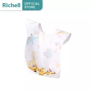 Richell (ริเชลล์) Disposable Bibs ผ้ากันเปื้อนแบบใช้แล้วทิ้ง ดีไซน์น่ารัก พร้อมกระเป๋ารองเศษอาหาร 20ชิ้น