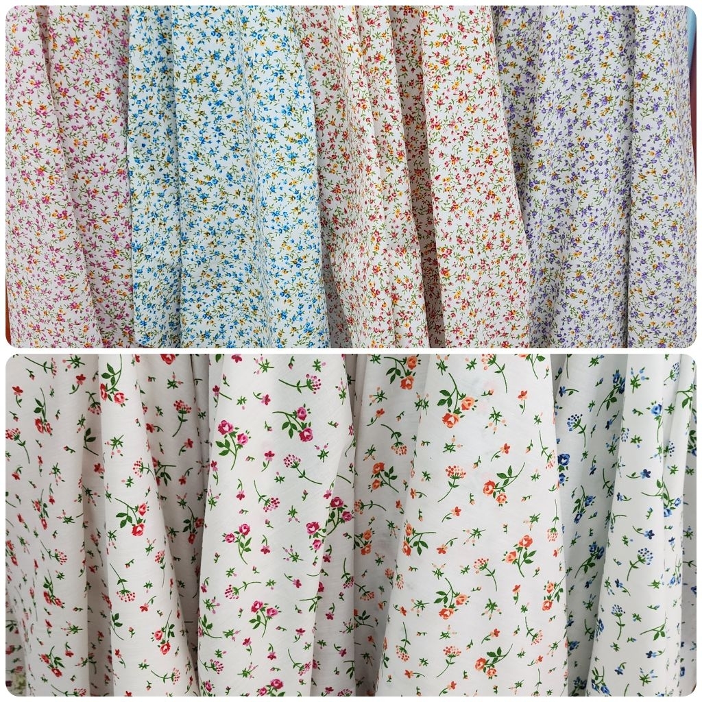❤พร้อมส่ง!!❤ผ้าเมตร หลา ลายดอกไม้ วินเทจ มินิมอล อเนกประสงค์ เดซี่  คอตตอลผสม ถ่ายพร็อพ ฉาก ผ้าปู ม่าน กว้าง 110-115ซม