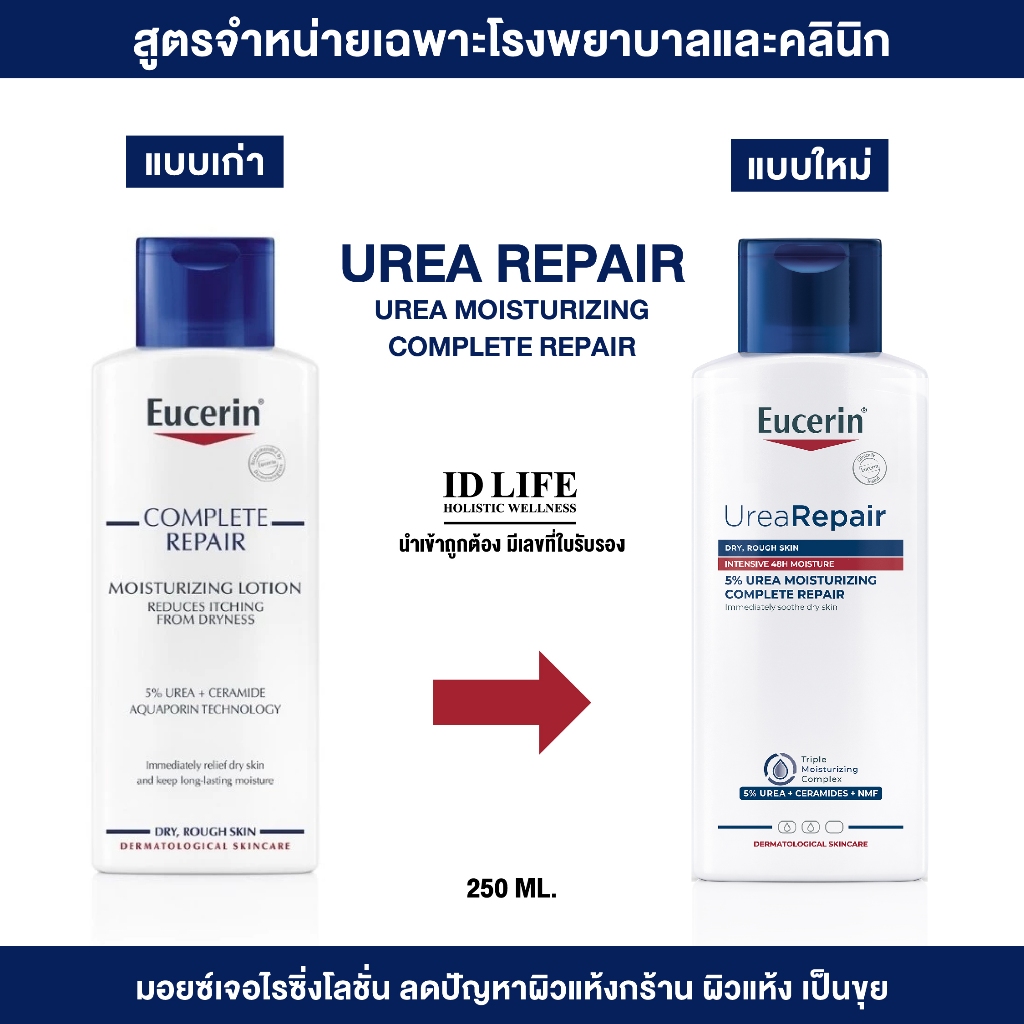 สูตรจำหน่ายเฉพาะใน รพ.ของแท้ 100% Eucerin Urea Repair (Urea Moisturizing complete repair) 250 ml.