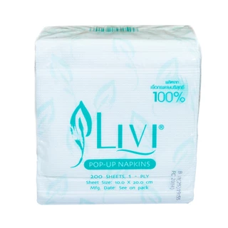 (ยกลัง) Livi กระดาษเช็ดปากป๊อปอัพ หนา 1 ชั้น 200 แผ่น จำนวน 60 แพ็ค/ลัง