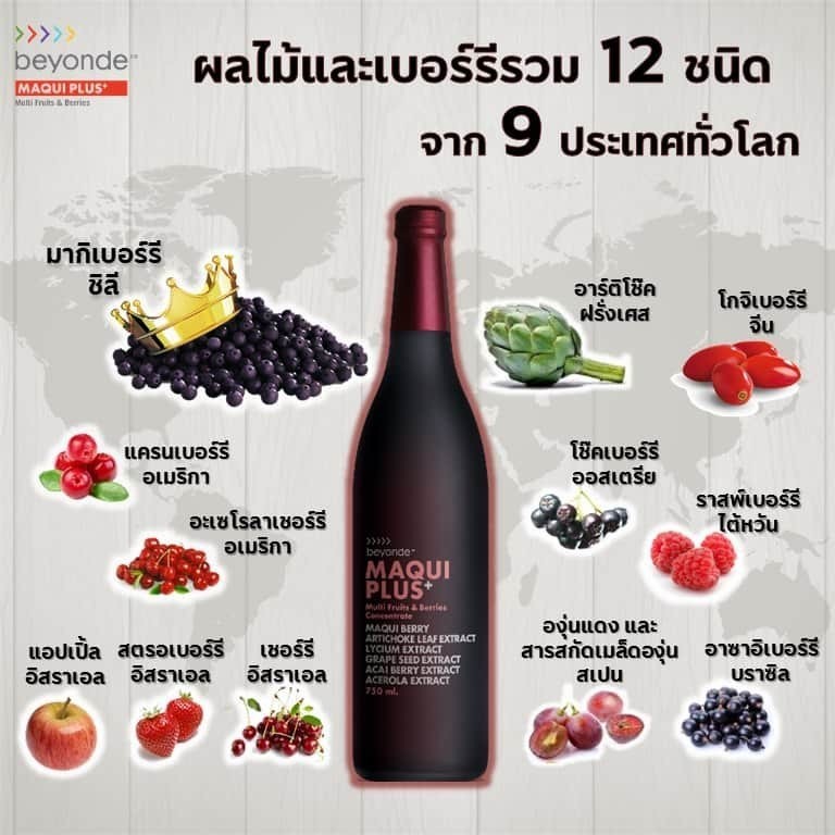 ล๊อตใหม่ 📢 บียอนด์ มากิพลัส (แบบขวด) 1 ดูโอ ( 750 มล. x 2 ขวด ) beyonde Maqui Plus มากิพลัสแบบขวด ULIFE ต้านอนุมูลอิสระ - รูปที่ 2