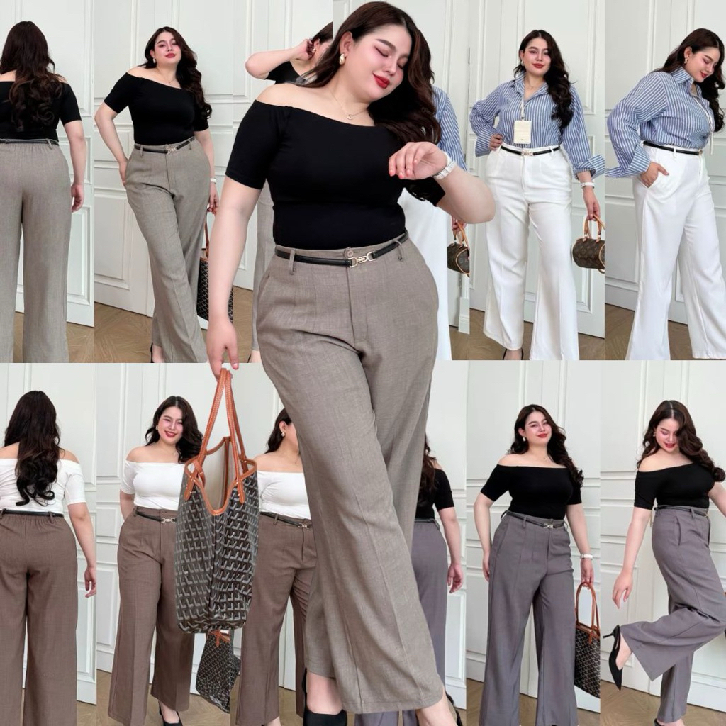 Moonpants กางเกงทำงานสาวอวบ กระดุมหน้าสไตล์สาวออฟฟิศ (ZAZA PANTS) Moonstonechubbyhouse [ Code: 0006 ]