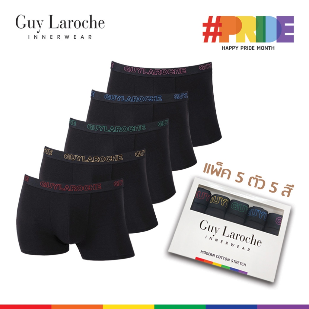 Guy Laroche กางเกงในชาย แพทเทิร์นใหม่ ทรงTrunks สัมผัสนุ่ม กระชับ สวมใส่สบาย แพ็ค 5 ตัว (JUU4503R5)