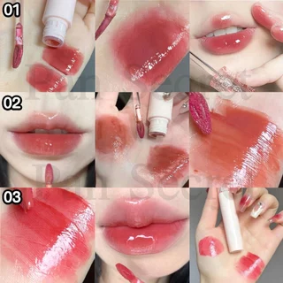 Cappuvini 3 สี/เซต ลิปกลอส ลิปเนื้อดี ติดทนนาน ลิปสติก นู้ด
