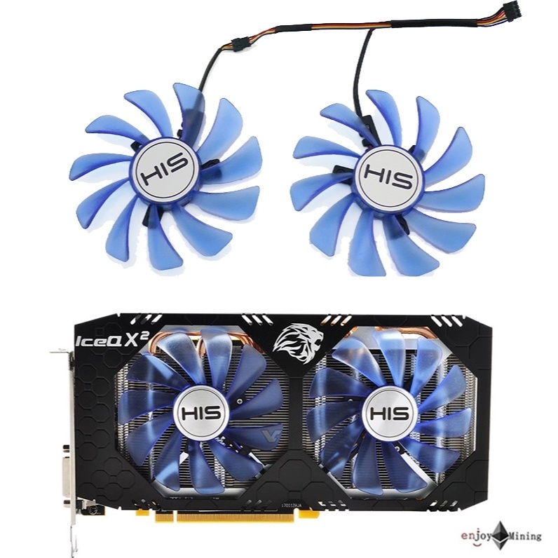 พัดลมการ์ดจอ HIS RX 470 480 570 580 590 IceQX2 OC graphics card cooling fan