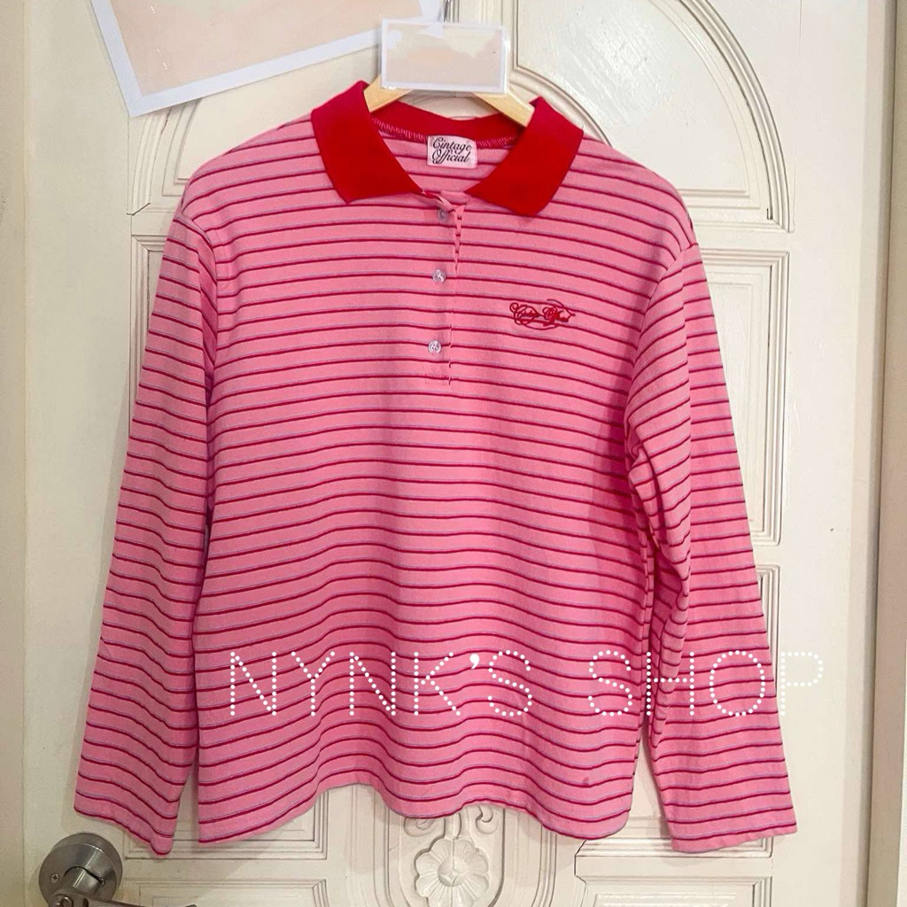 ส่งต่อ - เสื้อโปโลแขนยาว ชมพูแดง Contage