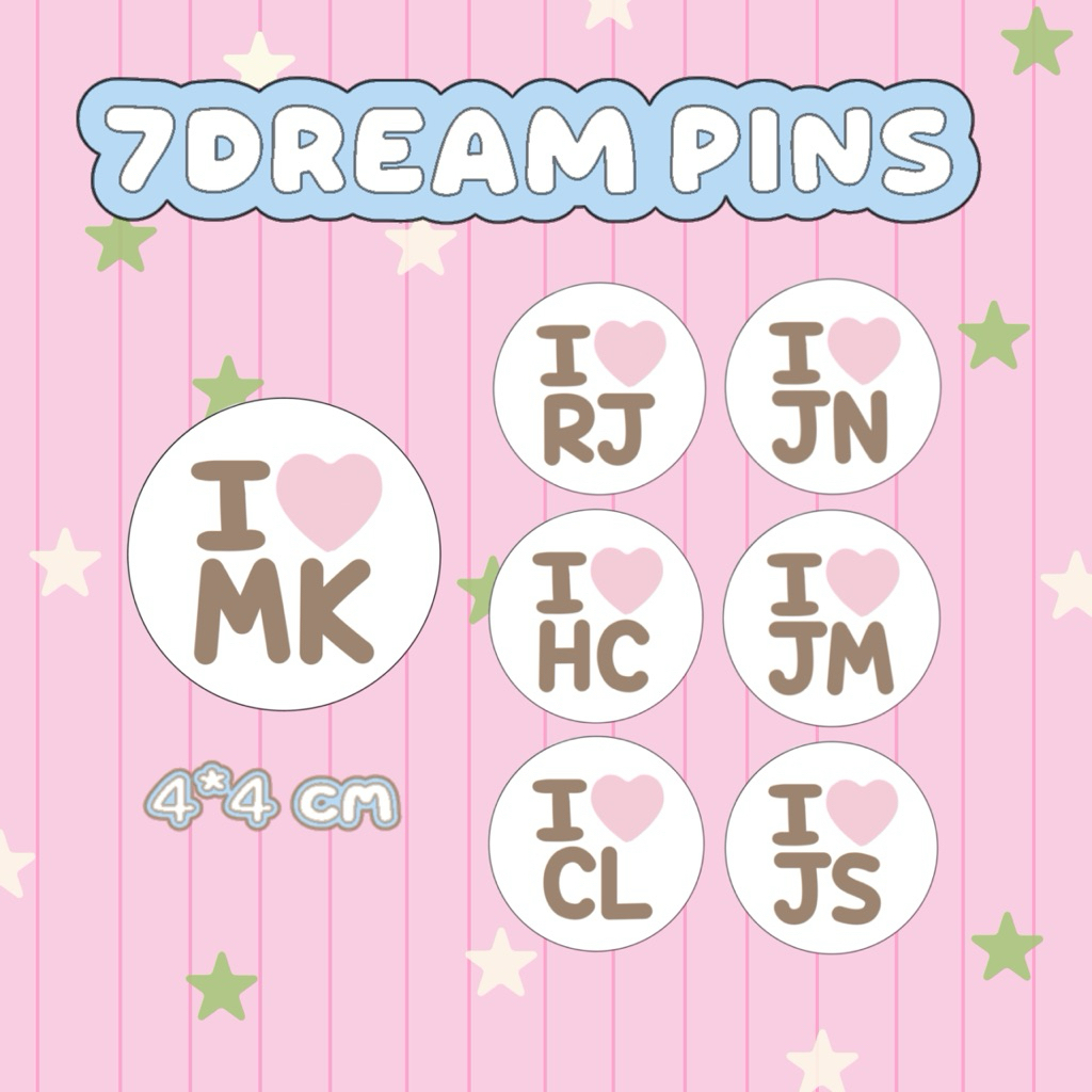 7Dream pins เข็มกลัด NCT DREAM 🩵🍀 ขนาด 4*4 cm