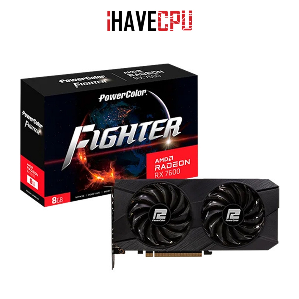 การ์ดจอ (vga) iHAVECPU POWERCOLOR RADEON RX 7600 FIGHTER 8G V2 - 8GB GDDR6 (RX 7600 8G-F/V2)