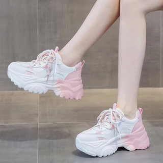 Mavis.fashion พร้อมส่งจากไทย รองเท้าผ้าใบผู้หญิงเเฟชั่น สวมใส่สบาย น้ำหนักเบา เสริมส้น 7ซม. ไซส์36-40 NO.M164