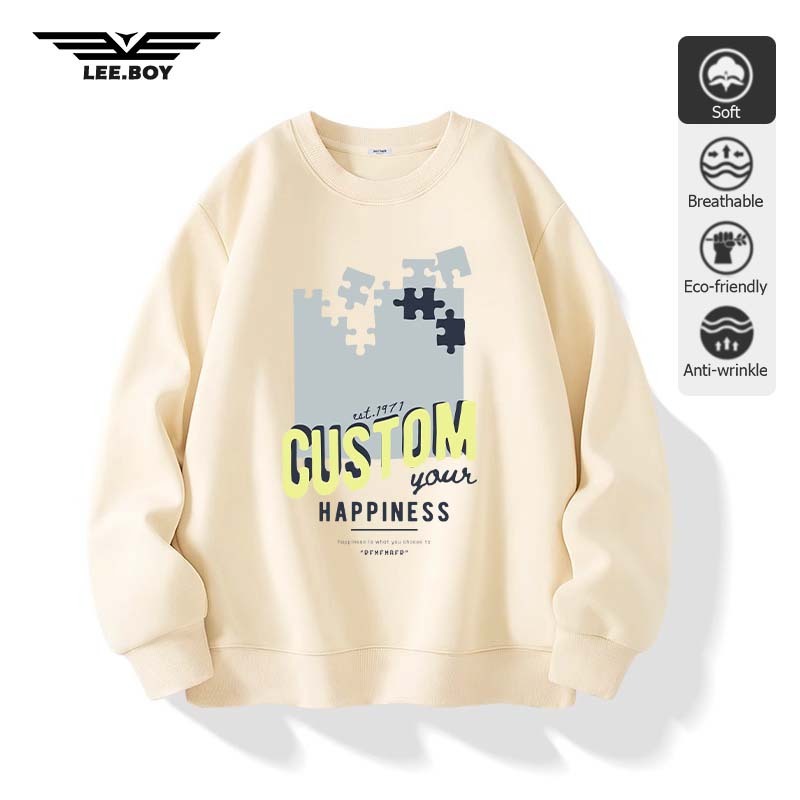 Sweatshirts ใส่สบาย ไม่หด ผ้าฝ้ายไซส์ใหญ่สำหรับผู้ชาย เสื้อหนาว คอกลม แนวโน้ม สไตล์ฮิปฮอป มี 5 สี (ส่งเร็ว จัดส่งจากไทย)