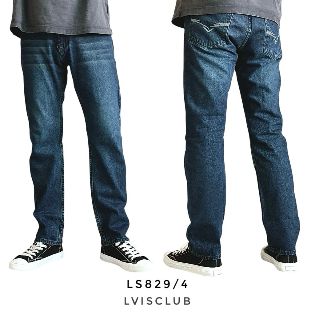 WINSMAN รุ่น WZ828&LS829กางเกงยีนส์ชายทรงกระบอกเล็กขาตรงStraight -Fit เป้าซิปผ้ายีนส์ไม่ยืดฟอกขัดเฟดสไลด์เคลือบเงา