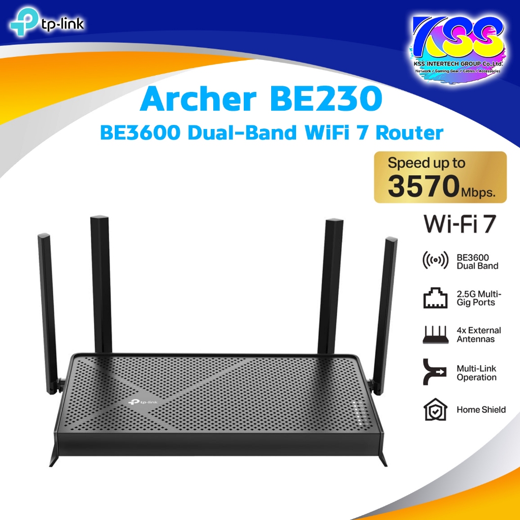 TP-Link  Archer BE230 BE3600 Dual-Band Wi-Fi 7 Router  เราเตอร์ไวไฟ 7 รองรับ EasyMesh