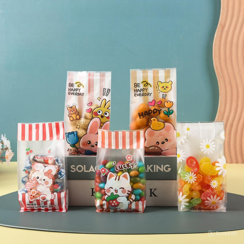 Bakery D'VER ❤️ ถุงซีลขยายข้างใส่ขนม (แบบบาง) ขนาด 8.5*23+6 cm. แพคละ 48-50 ใบ
