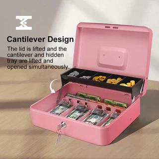Cash Box​ กล่องใส่เงิน กล่องเก็บเงินแบบพกพา เซฟหิ้ว ตู้เซฟ ลิ้นชักเก็บเงิน แบบพกพา ที่เก็บตังค์ กล่องเก็บเงินแบบกุญแจ