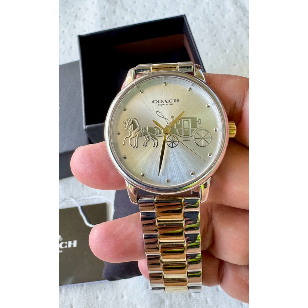 นาฬิกา Coach Ladies Grand Carriage Two-Tone Watch 14503738 ไปพร้อมกล่องแบรนด์ รับประกันของแท้จากอเมร