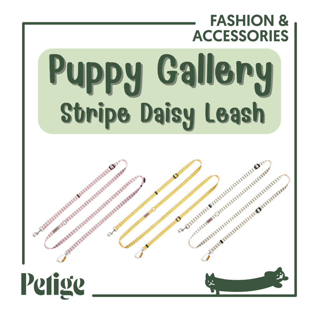 Puppy Gallery Stripe Daisy Leash Adjustable Multi ไซส์ M สายจูงปรับได้สำหรับสัตว์เลี้ยง
