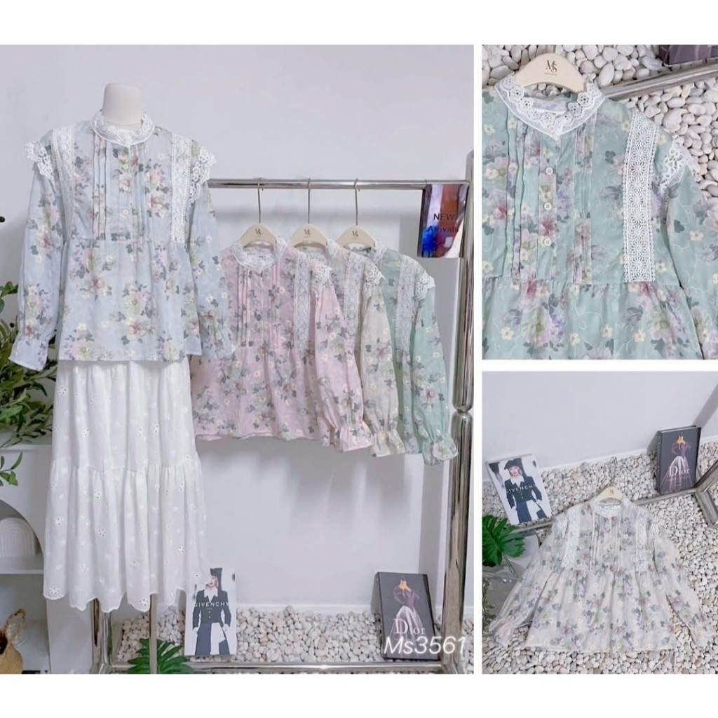 ป้าย My shop เสื้อผ้าคอตตอนคอจีนปักลายทั้งตัว อก 41 นิ้ว ยาว 23 นิ้ว