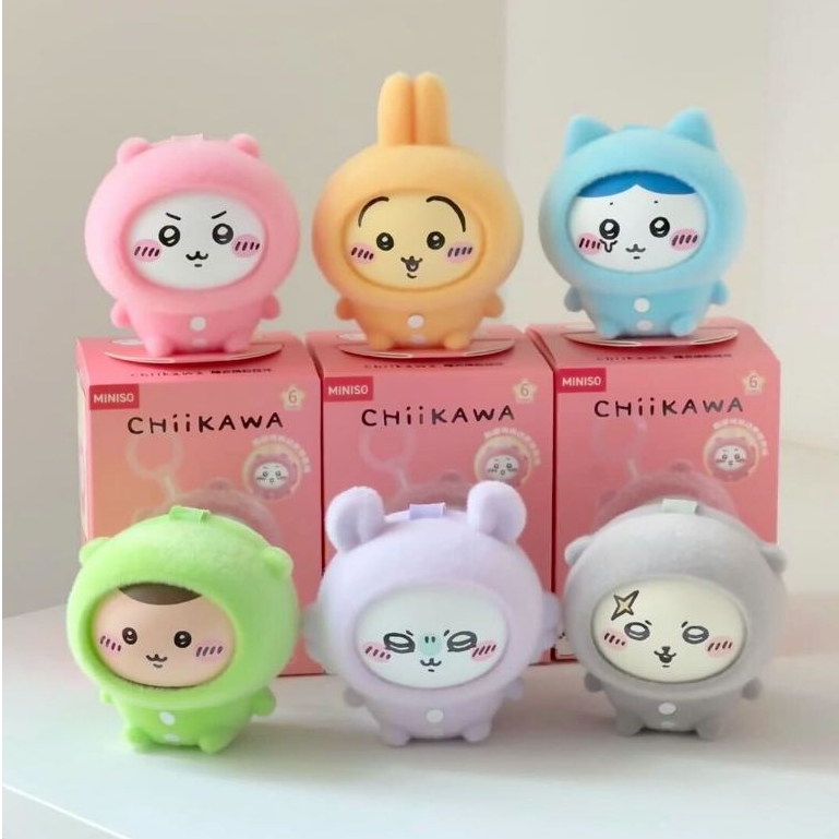 (แบบสุ่ม/เลือกตัว/พร้อมส่ง🇹🇭) พวงกุญแจ/โมเดล MINISO Chiikawa Pajamas Face🤍