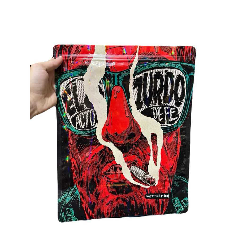 Printed Art Mylar zip bag size 454 grams / 1 lb