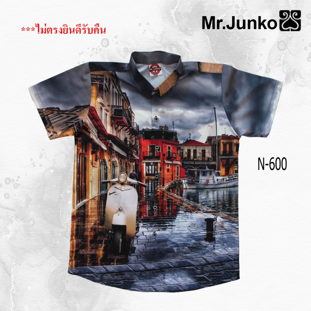 ⚡ ส่งฟรี⚡เสื้อเชิ้ต งานต่อลาย Mr-Junko  ผ้านิ่มใส่สบายไม่ร้อน N-600