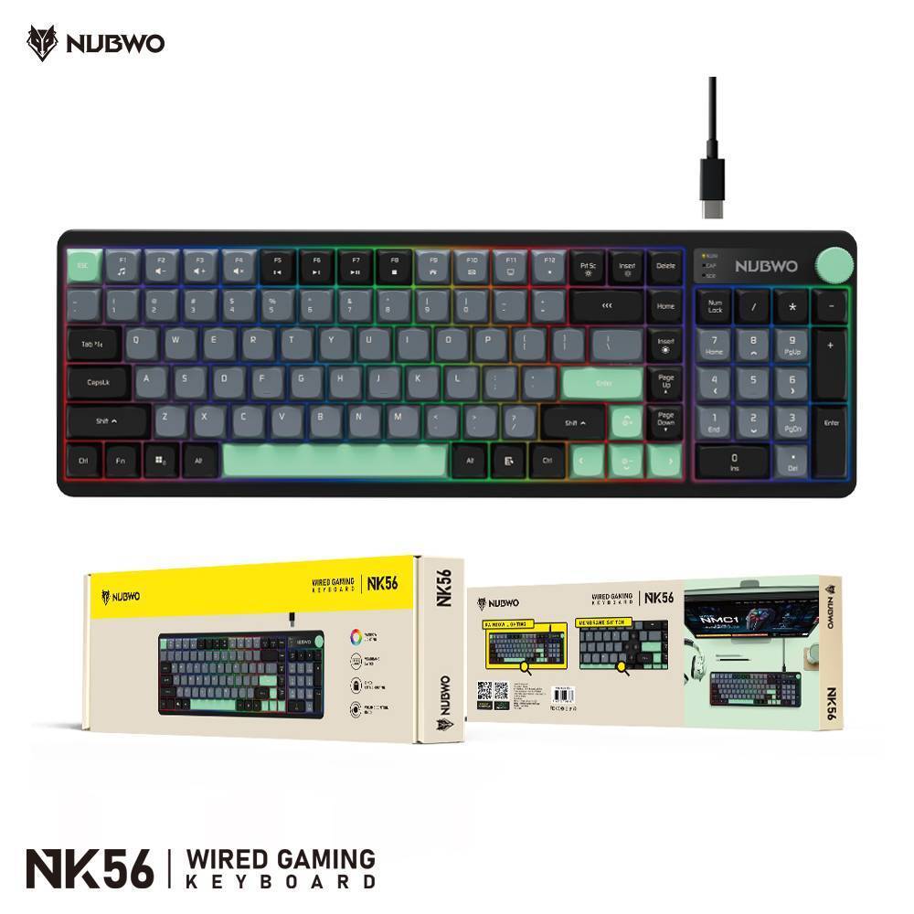 Keyboard Nubwo Keyboard Nubwo รุ่นNK56  Connection type USB Wirad มีไฟปรับไฟได้ ใช้กับ Tablet ได้ทุก
