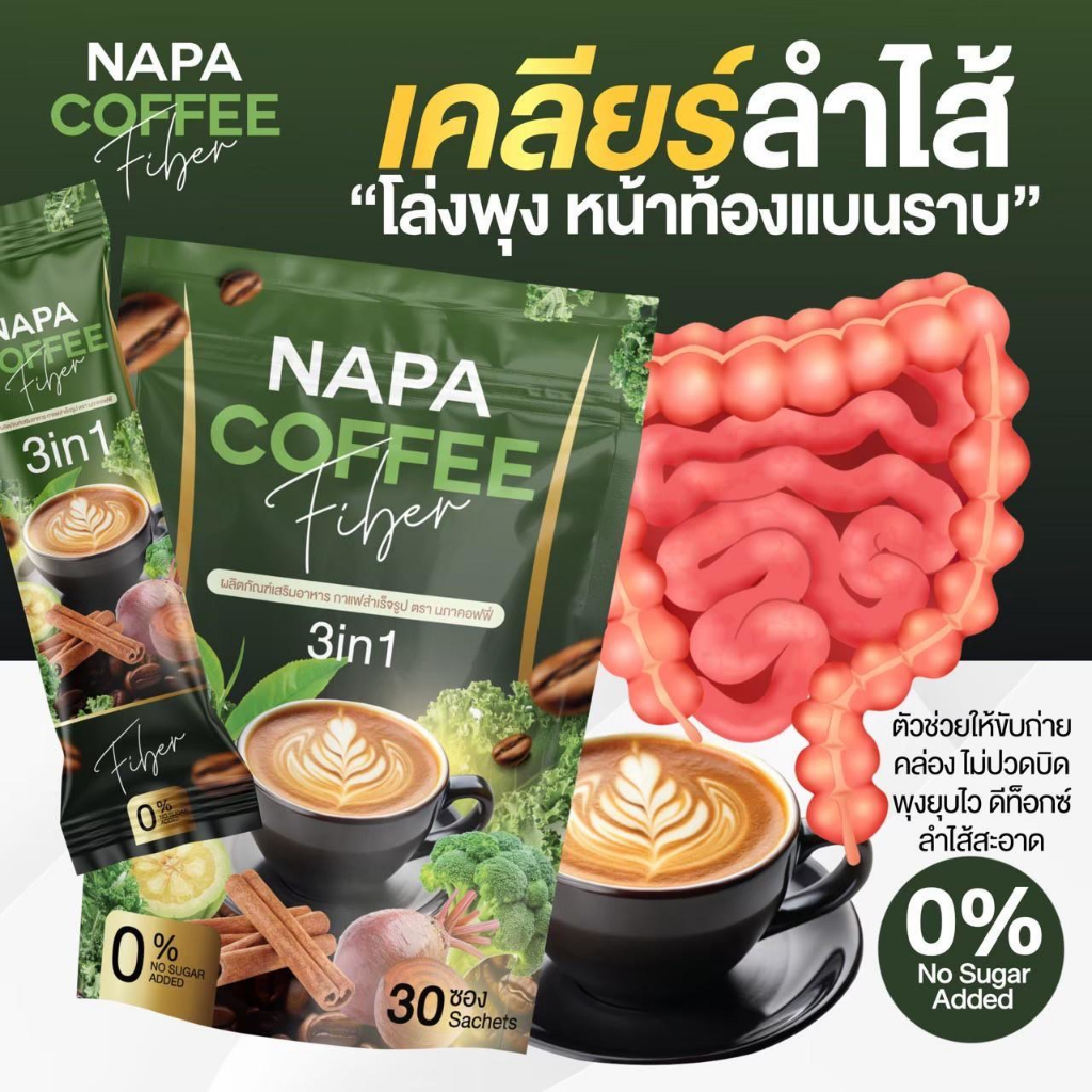 กาแฟนภา พลัส คอฟฟี่ ไฟเบอร์ กาแฟผัก สูตรไฟเบอร์ แบรนนภา ของแท้ 100%