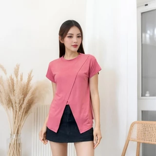 เสื้อให้นมแม่ เสื้อยืดผ้าฝ้ายแขนสั้น ใส่สบายหน้าร้อน