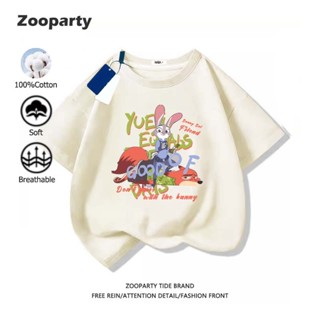 เสื้อเด็ก Zootopia ฤดูร้อน ใหม่ คอกลม ลายพิมพ์การ์ตูนน่ารัก …