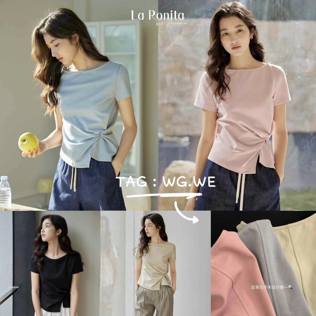 พร้อมส่งจาก TAG: WG.WE New เสื้อคอกลม แขนสั้น ลุคhiสวย unique ดูแพงมากกก ใส่ได้ทุกโอกาส แต่งตะเข็บด้ายด้านหลัง