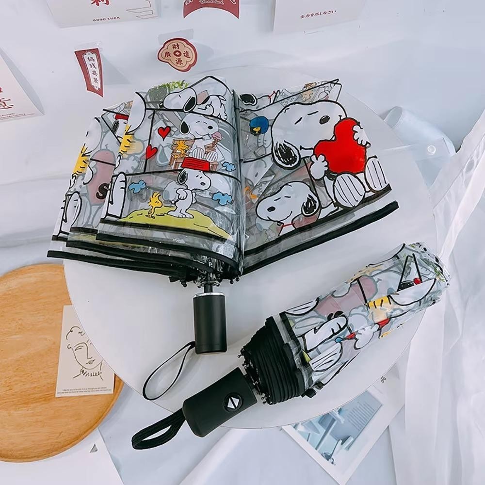 งานดี✅👍🏻ร่มใสสนู้ปปี้น่ารักอัตโนมัติ กันฝนแบบพกพา พับได้ขนาดกระทัดรัด SNOOPY